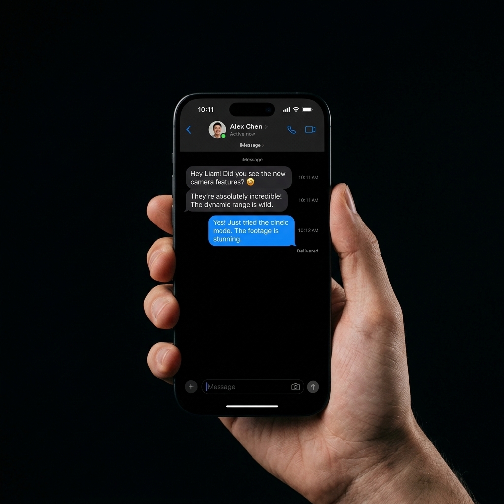 Hand holding modern iPhone with ChatRoute